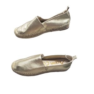 Sam Edelman Khloe Espadrilles Gold Leather Slip-on Size 8.5